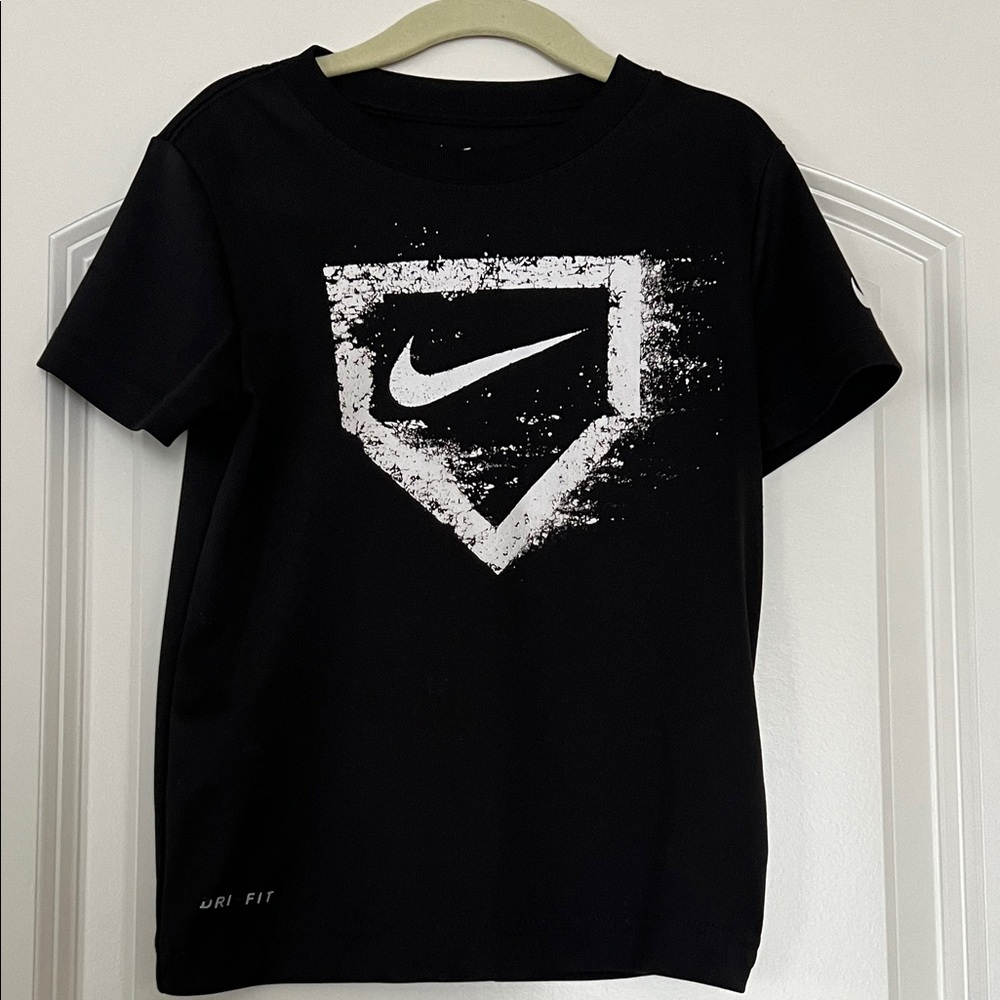 Nike | (4 / XS) | Black Short Sleeve Tee with Distressed White Logo